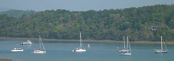 Ocelot (center) at our first anchorage off Ao Po, NE Phuket