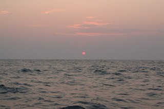 Hazy sunset off the Ecuadorian coast