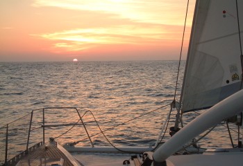 Ocelot sailing into a beautiful Pacific sunset