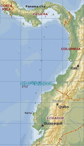 Our track from Panama to Manta, Ecuador, past Columbia