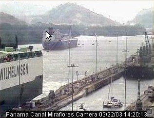 Web-cam shot of Ocelot entering Miraflores Locks