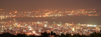 Penang lights from our dinner hotel on the mountain top