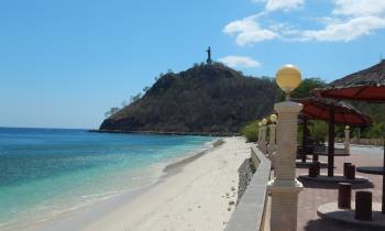 Christ statue over headland, Dili, East Timor