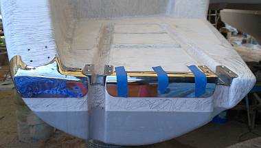 The new SS transom protectors, with the swim ladder hinges
