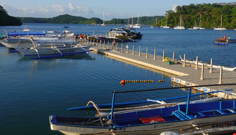 Puerto Galera floating dinghy dock and moorings