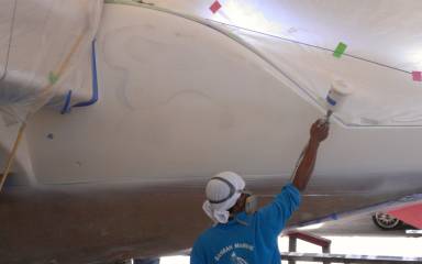 Starboard inside sugar-scoop, just before being sprayed