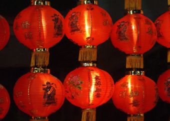 Red Lanterns brighten the Phuket Vegetarian Festival, Thailand