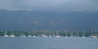 40 Rally boats fit in the anchorage off Riung, Flores 
