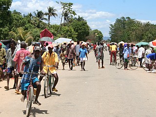Busy town on the main road of N. Madagascar