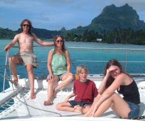 Relaxing on Ocelot's trampolines in Bora-Bora