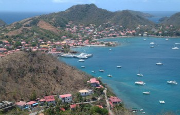 Main anchorage & town - note all the catamarans