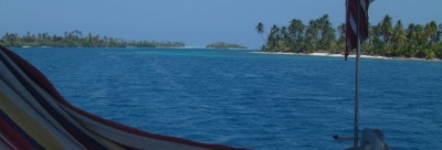 Looking past our hammock as we sail through the San Blas islands