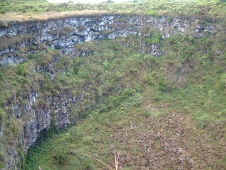 One of several giant sinkholes on the Santa Cruz highlands