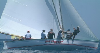 'Hiking out' to keep the mast as upright as possible