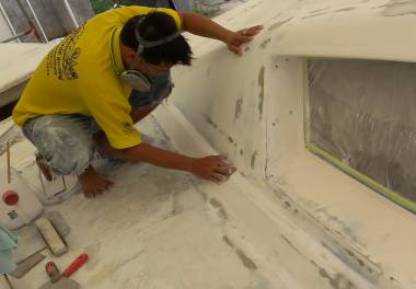 Song working on the complex curves around the foredeck