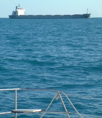 A freighter off Ocelot's bow in the Gulf of Carpentaria