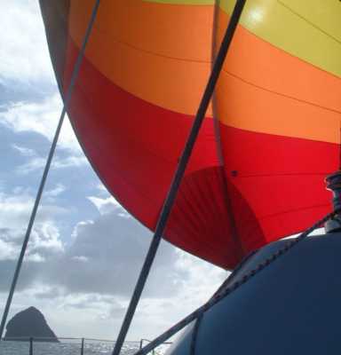 Downwind past Diamond Rock, off Martinique