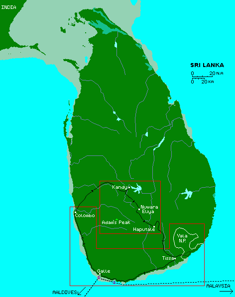 Sri Lanka - click on the map to go to that area