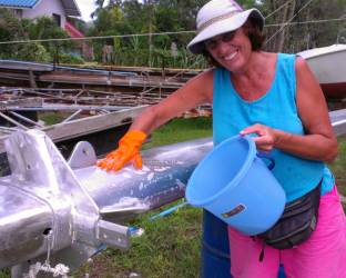 Sue degreasing the mast to remove all oils