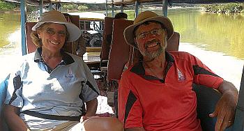 On a smaller long-boat, on the Nam Oh river