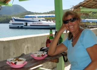 Noodle lunch at the ferry terminal, Weh