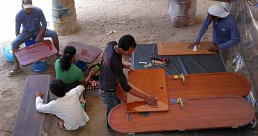 The friendly sanding area, under Ocelot's aft-deck