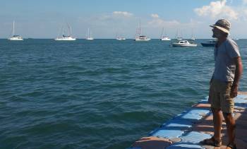 Jon watching boats in the Tanjung Batu anchorage