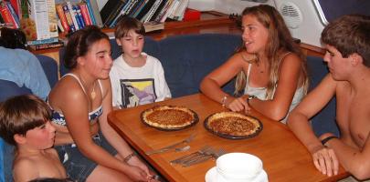 Daniel, Tianna, Sean, Amanda & Chris checking Tianna's birthday pies