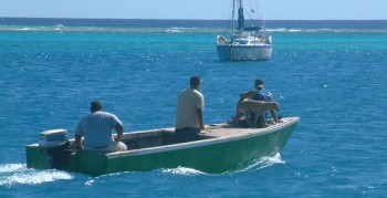 The fringing reef at Anse Amyot is literally right behind the boats