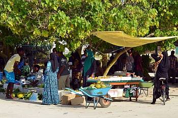 Weekly market on one of the Maldives islands.
