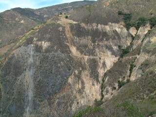 Our road, on the side of a very steep slope