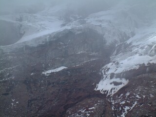 Mist over the glaciers of Chimboarzo, taken from over 16000 feet.