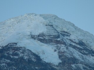 Snow-capped, extinct Volcan Chimorazo, 20,702 ft.