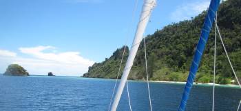 Yilliet Island and shallows from the mooring