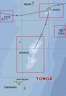 The Kingdom of Tonga - click on a section of the map to see that page