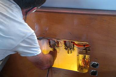 Jon got the 2 anchor winch solenoids (relays) wired up